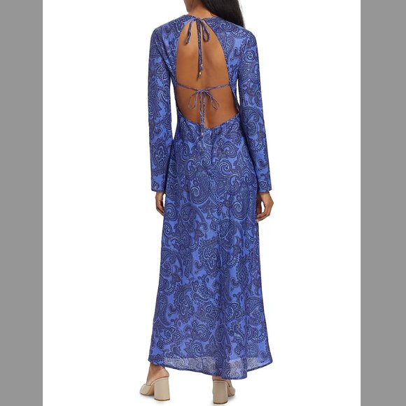 NWT Zimmermann Ottie Paisley Print Long Sleeve Backless Maxi Dress 4 US12 - Picture 2 of 5